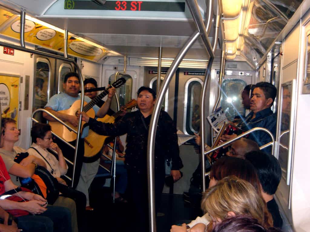 Performers on a New York subway train | Photo provided by author