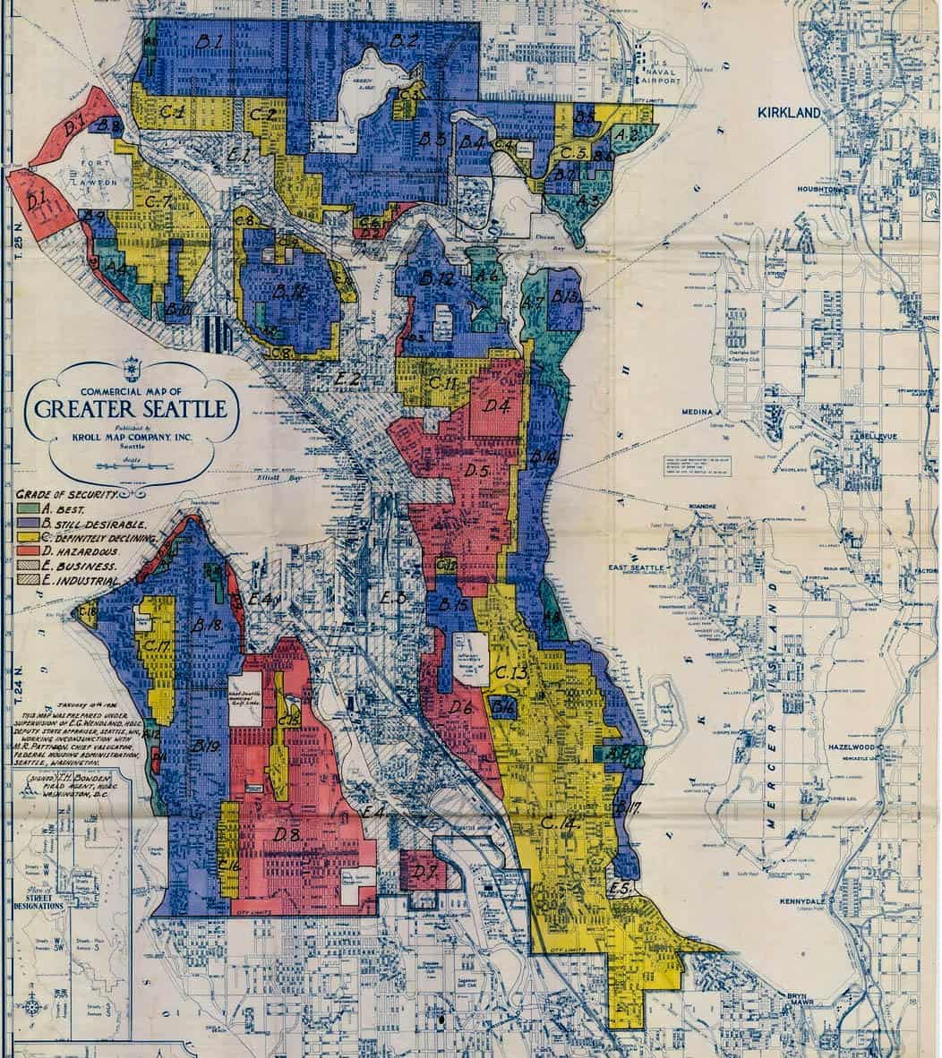 Redlining map of Seattle